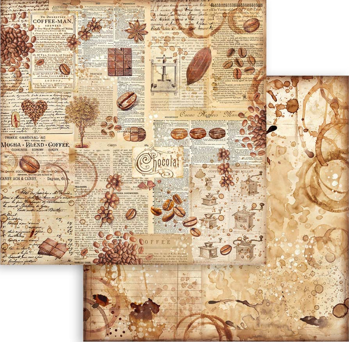 Stamperia Coffee and Chocolate Backgrounds 8” x 8” Paper Collection