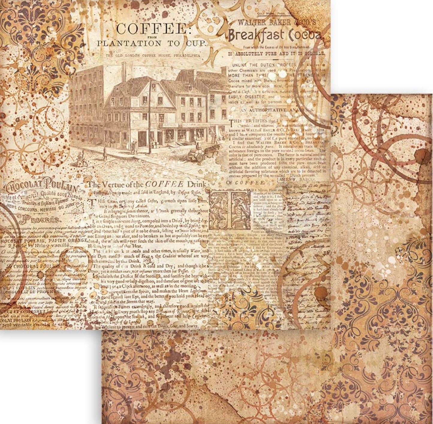 Stamperia Coffee and Chocolate Backgrounds 8” x 8” Paper Collection