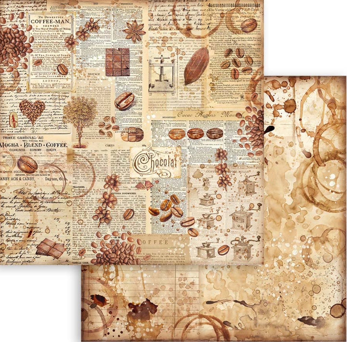Stamperia Coffee and Chocolate Backgrounds 12” x 12” Paper Collection