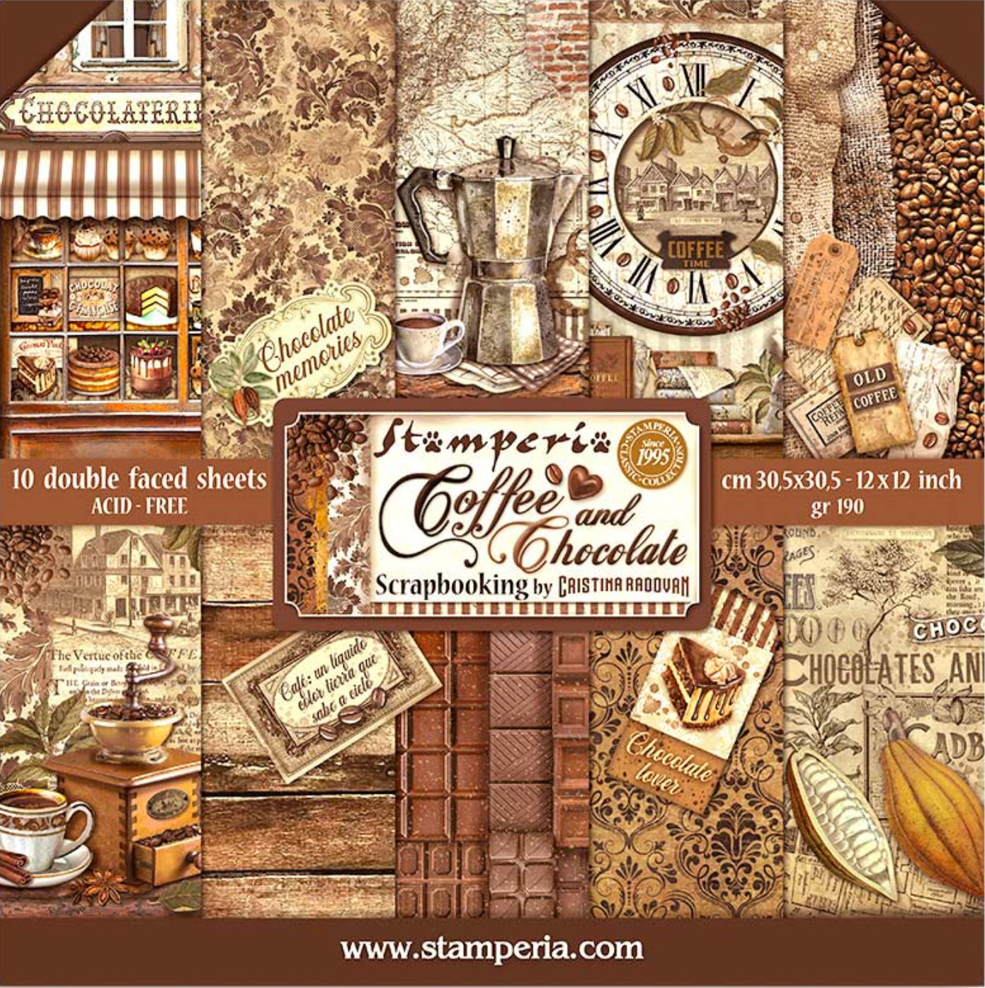 Stamperia Coffee and Chocolate 12” x 12” Paper Collection