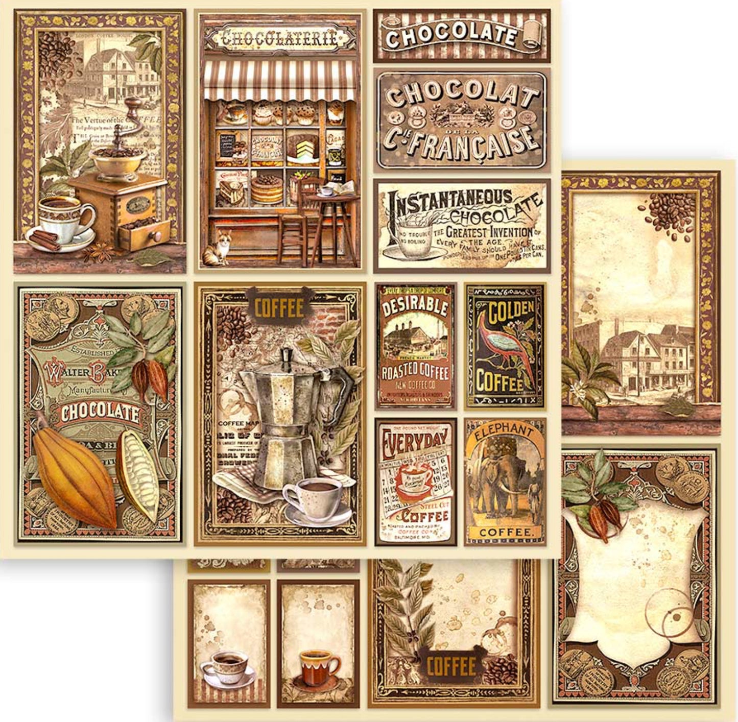 Stamperia Coffee and Chocolate 12” x 12” Paper Collection