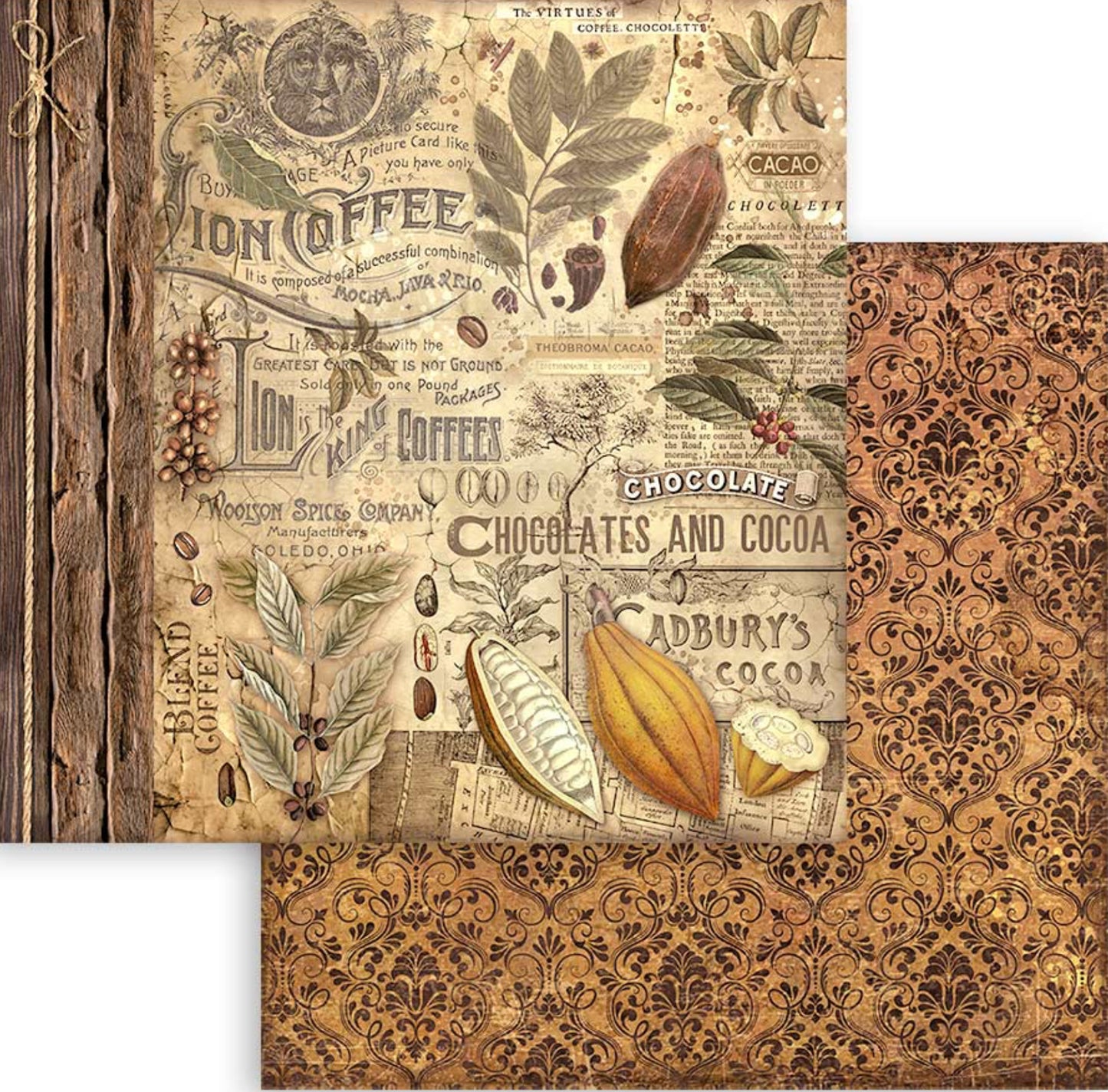 Stamperia Coffee and Chocolate 12” x 12” Paper Collection