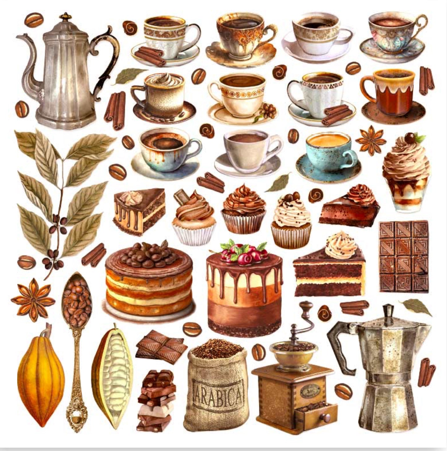 Stamperia Coffee and Chocolate 12” x 12” Paper Collection