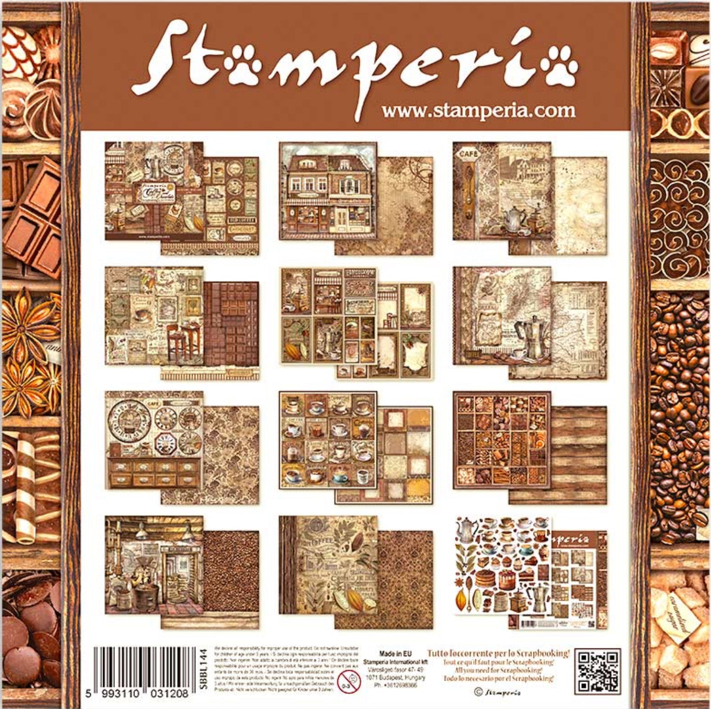 Stamperia Coffee and Chocolate 12” x 12” Paper Collection