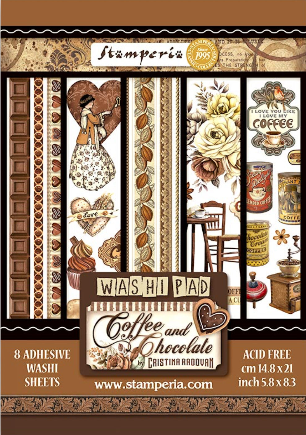 Stamperia Coffee and Chocolate Washi Pad Sheets A5 SBW01
