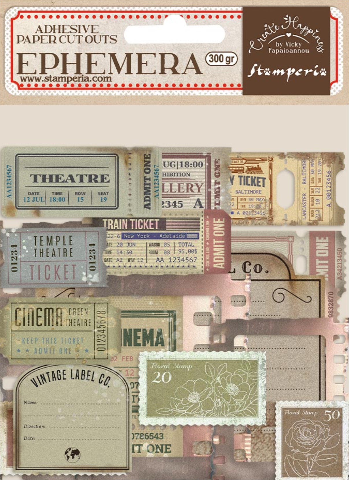 Stamperia Create Happiness Tickets Adhesive Ephemera