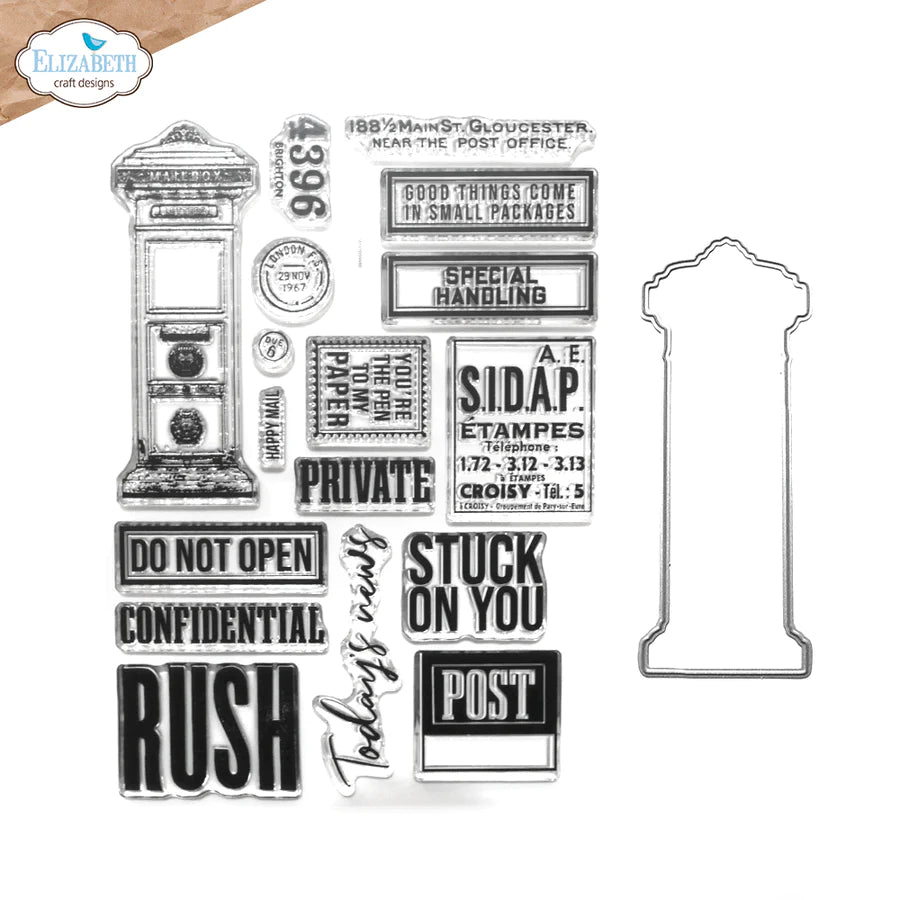 Elizabeth Craft Designs Correspondence From The Past 3 Die & Stamp Set