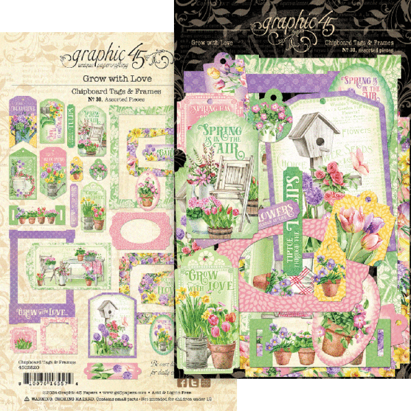 Graphic 45 Grow With Love Chipboard Tags & Frames