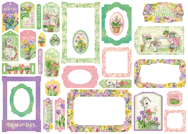 Graphic 45 Grow With Love Chipboard Tags & Frames