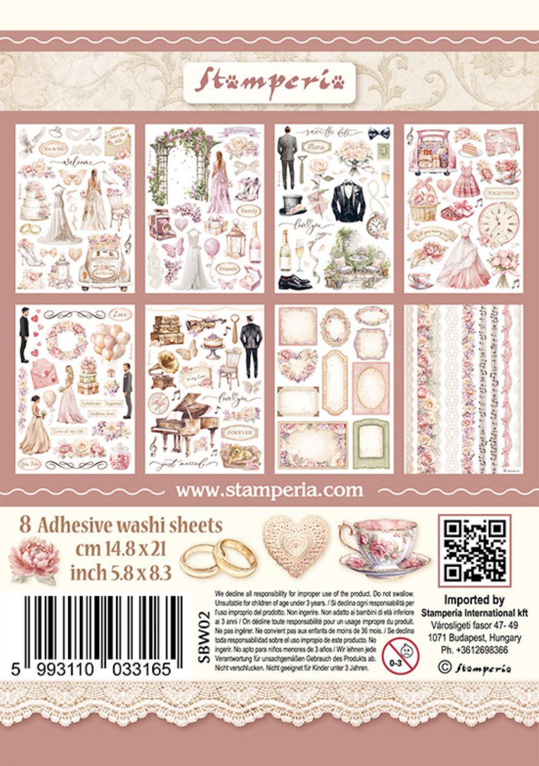 Stamperia Romance Forever Washi Pad (8 Sheets)