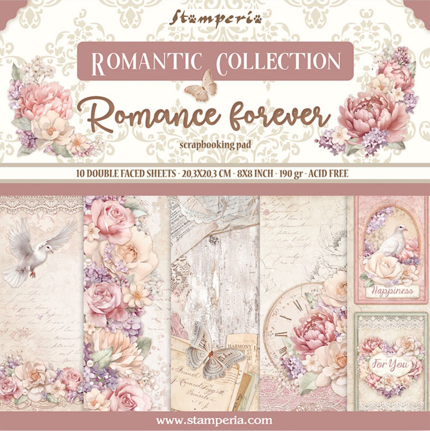 Stamperia Romance Forever 8” x 8” Paper Collection