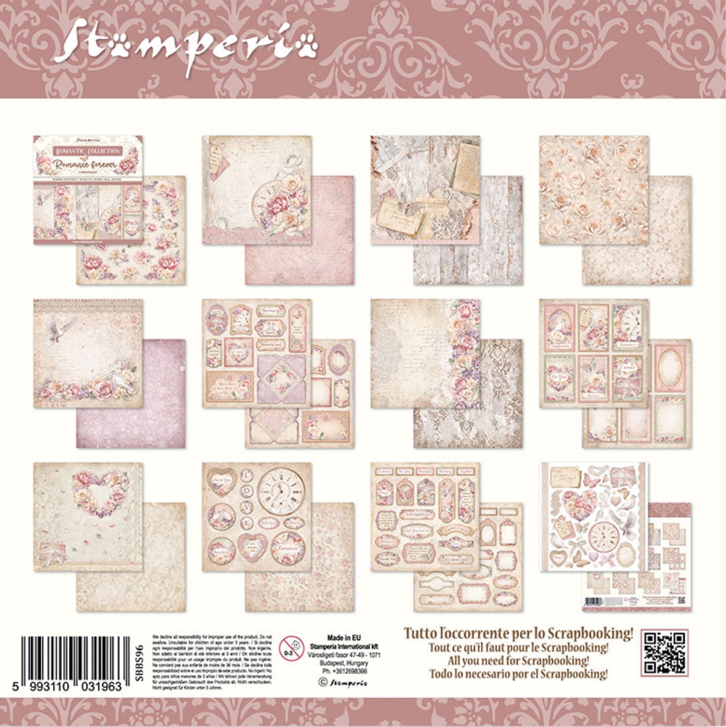 Stamperia Romance Forever 8” x 8” Paper Collection