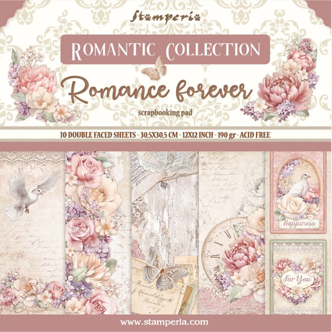 Stamperia Romance Forever 12” x 12” Paper Collection