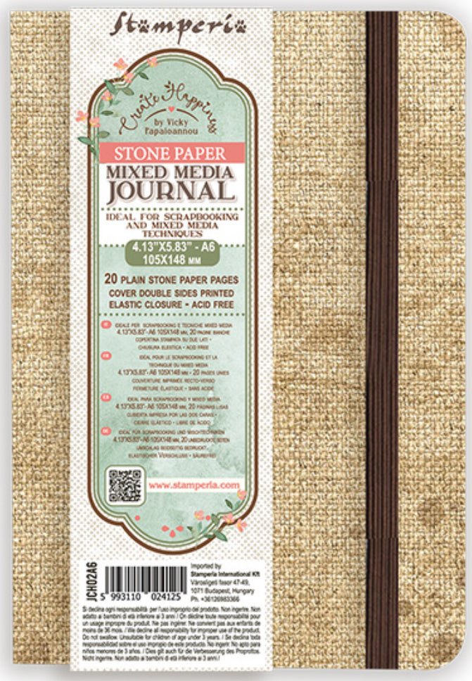 Stamperia Create Happiness Stone Paper Mixed Media Journal A6