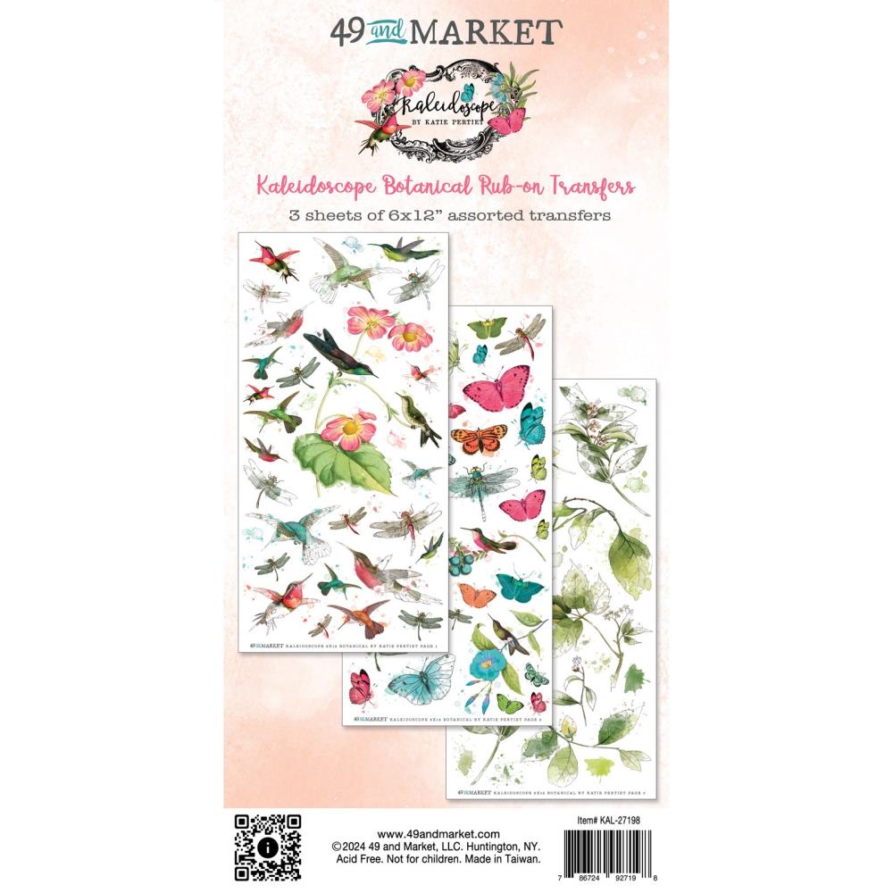 49 & Market Kaleidoscope Botanical 6 x 12 Rub-On Transfer Set