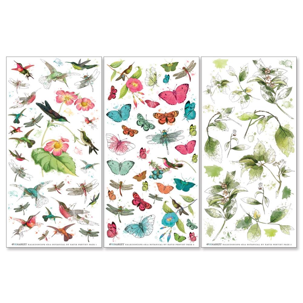 49 & Market Kaleidoscope Botanical 6 x 12 Rub-On Transfer Set