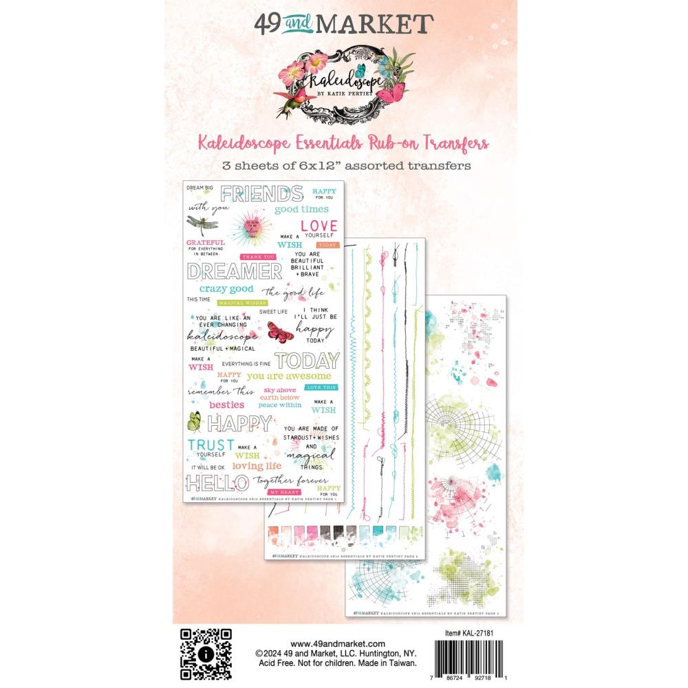 49 & Market Kaleidoscope Essentials 6 x 12 Rub-On Transfer Set