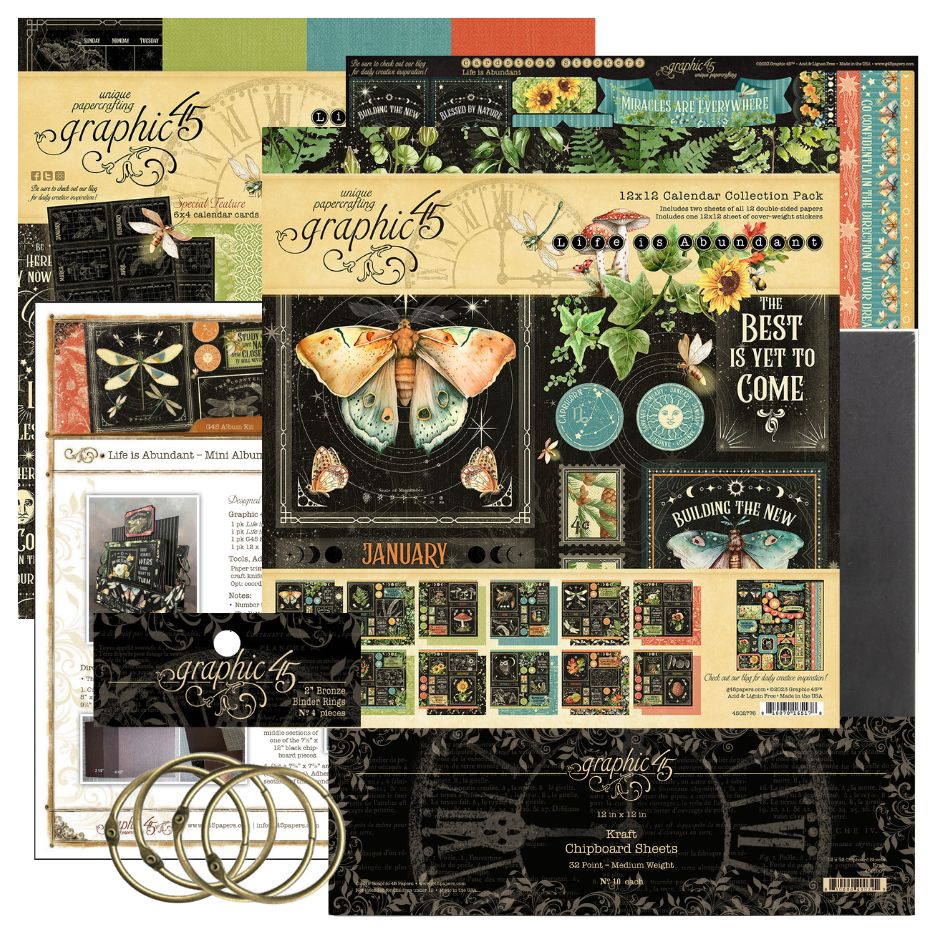 Graphic 45 Life Is Abundant - Mini Album Duo & Album Stand 2024 Kit 1