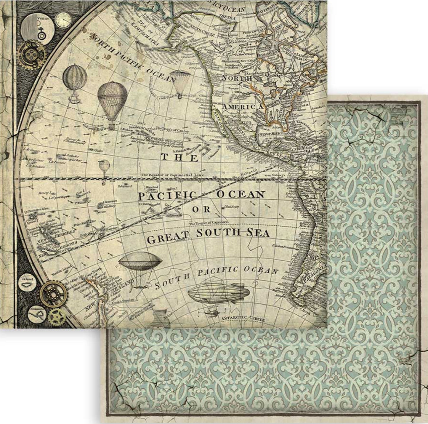 Stamperia Voyages Fantastiques Backgrounds 12” x 12” Paper Collection