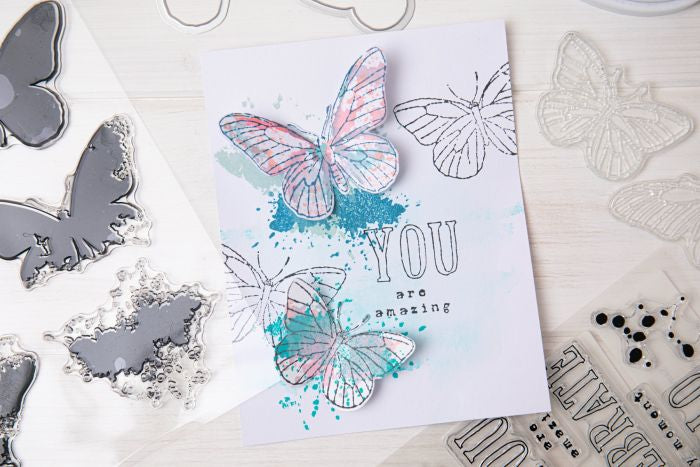 Sizzix Framelit Die Set w/Stamps - Painted Pencil Butterflies by 49 & Market