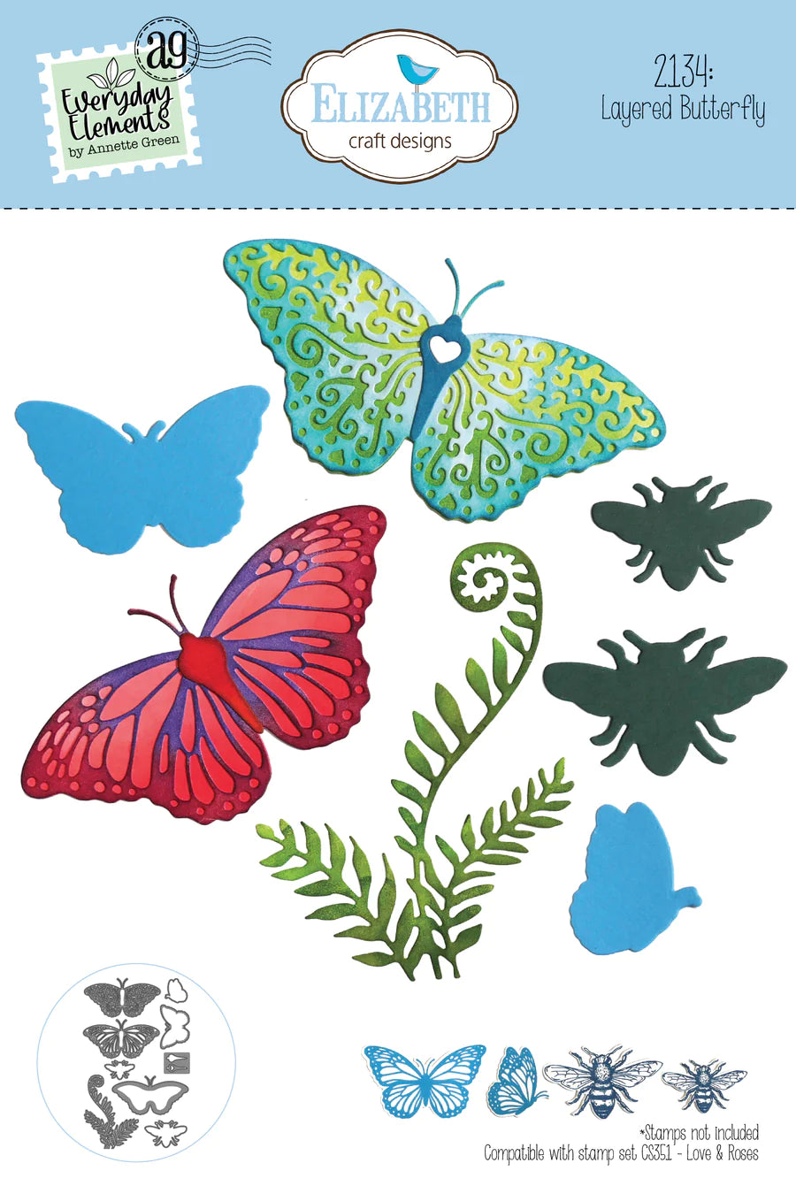 Elizabeth Craft Designs Everyday Elements Layered Butterfly Metal Die Set