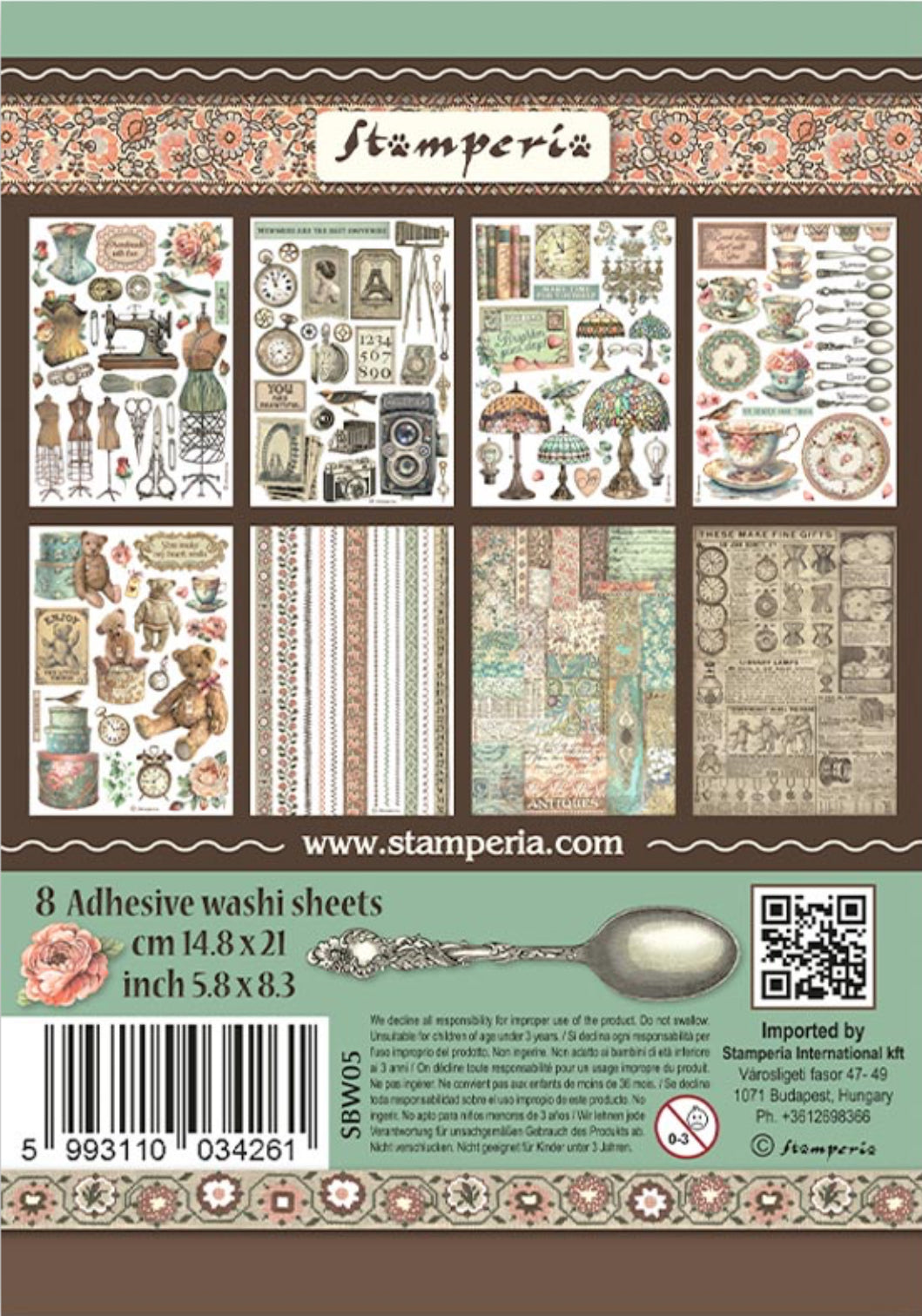 Stamperia Brocante Antiques Washi Pad (8 Sheets)