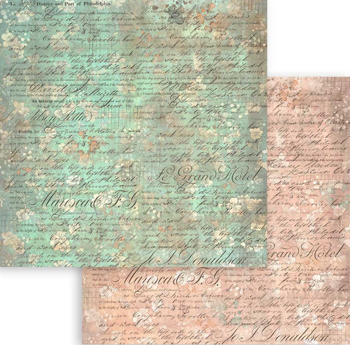 Stamperia Brocante Antiques Backgrounds 8” x 8” Paper Pad