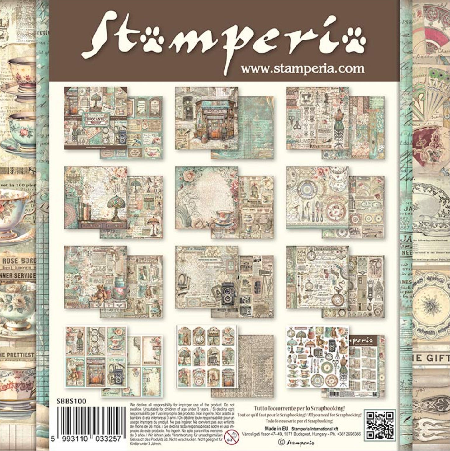 Stamperia Brocante Antiques 8” x 8” Paper Pad