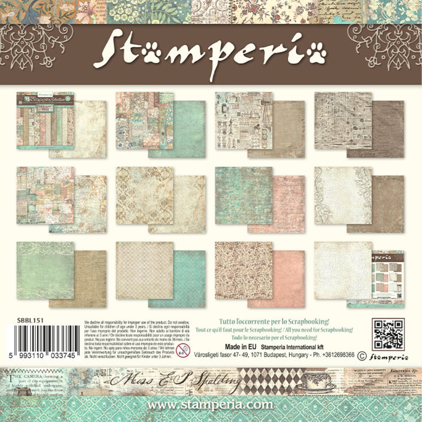 Stamperia Brocante Antiques Backgrounds 12” x 12” Paper Pad