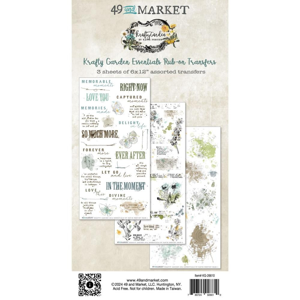 49 & Market Krafty Garden Essentials 6 x 12 Rub-On Transfer Set