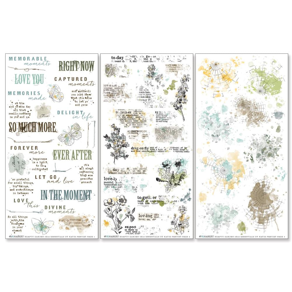 49 & Market Krafty Garden Essentials 6 x 12 Rub-On Transfer Set