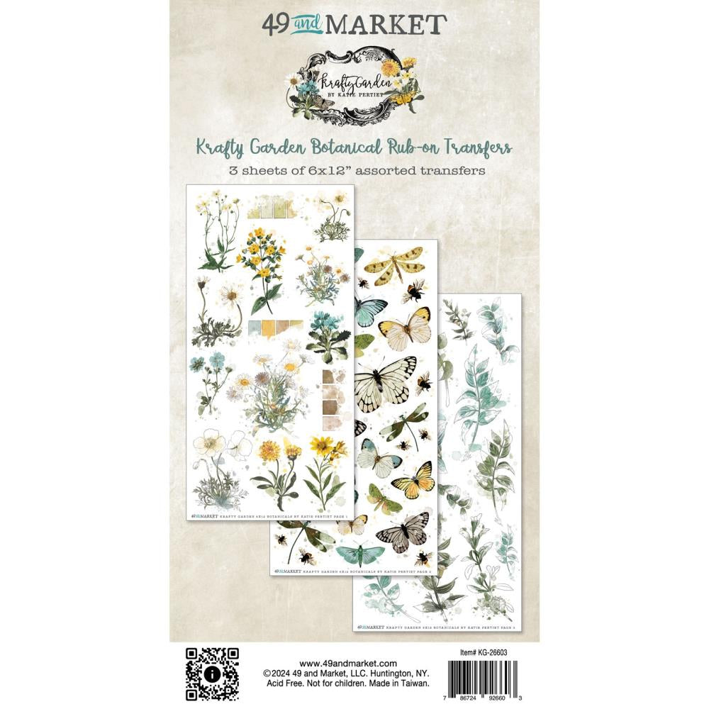 49 & Market Krafty Garden Botanical 6 x 12 Rub-On Transfer Set