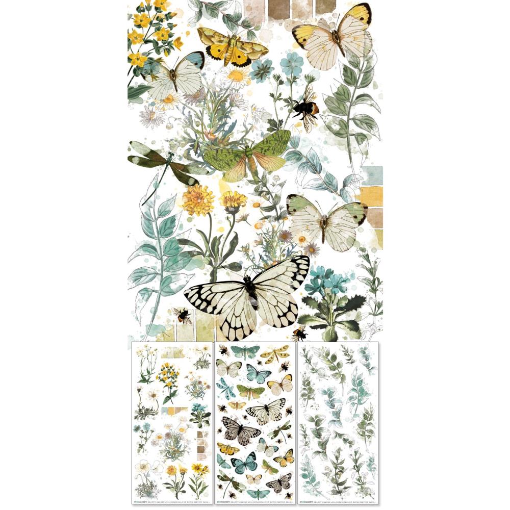 49 & Market Krafty Garden Botanical 6 x 12 Rub-On Transfer Set