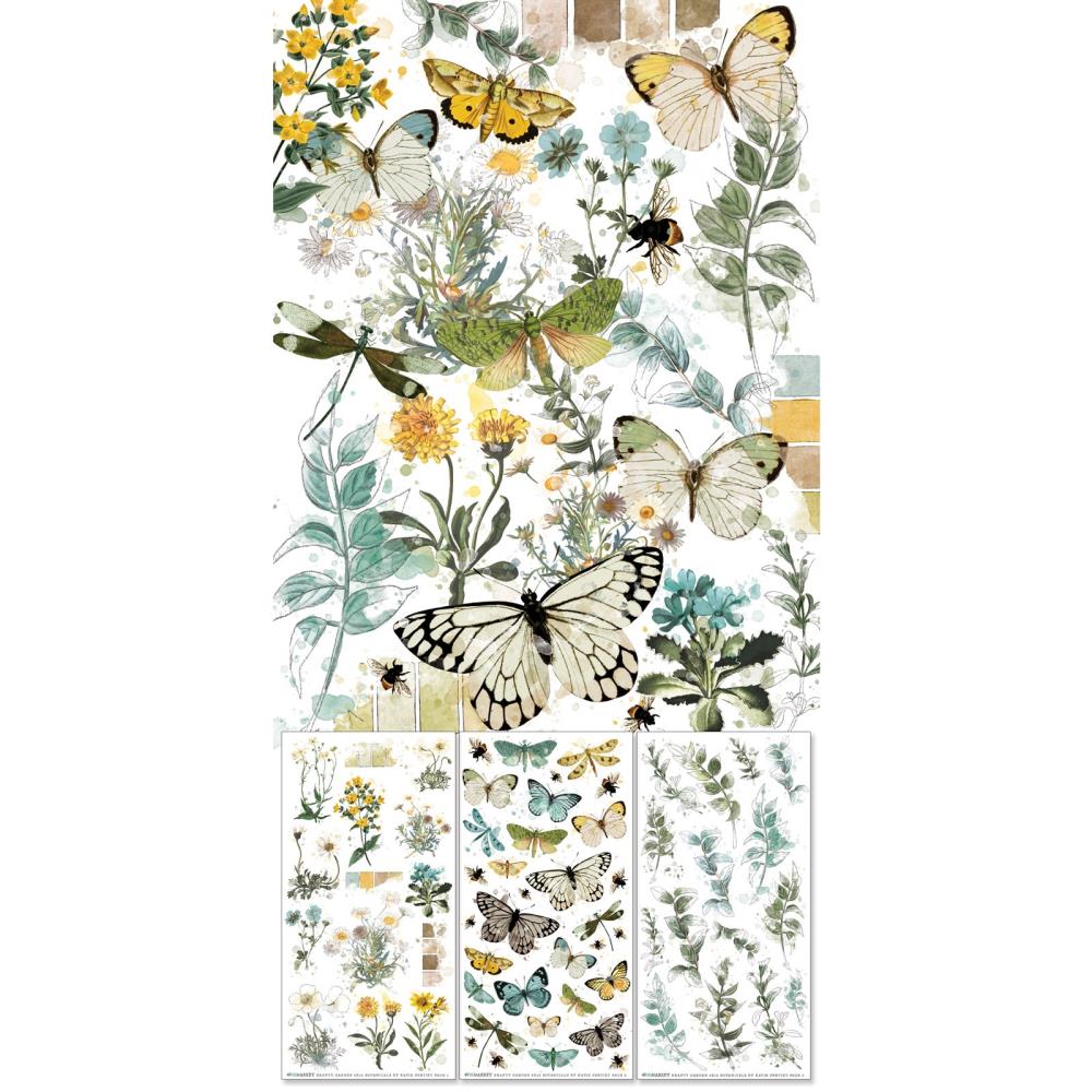 49 & Market Krafty Garden Botanical 6 x 12 Rub-On Transfer Set