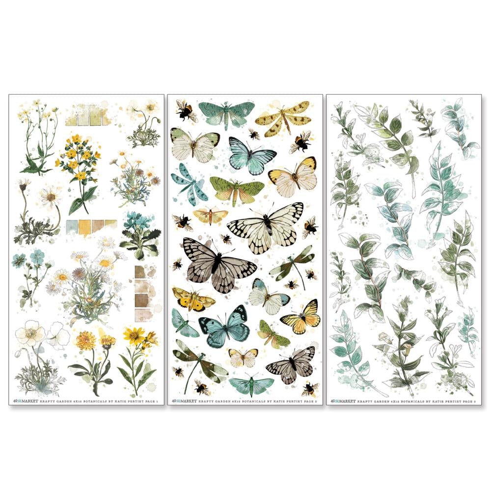 49 & Market Krafty Garden Botanical 6 x 12 Rub-On Transfer Set