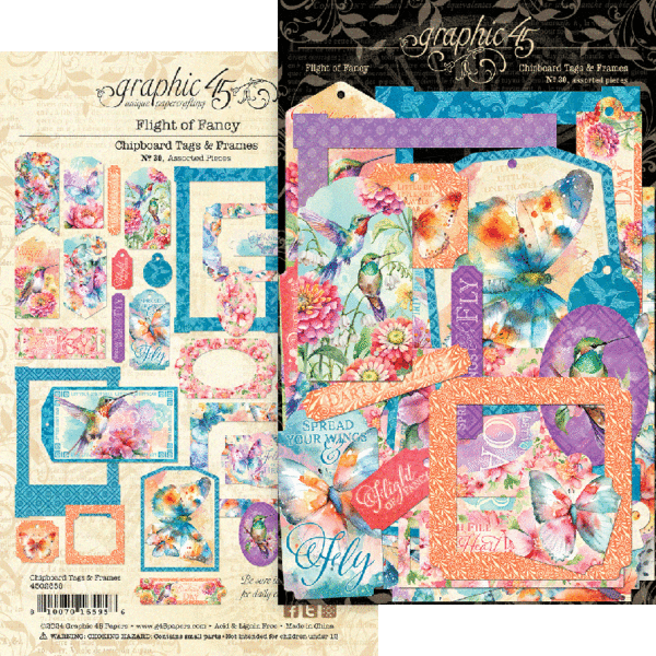 Graphic 45 Flight of Fancy Chipboard Tags & Frames