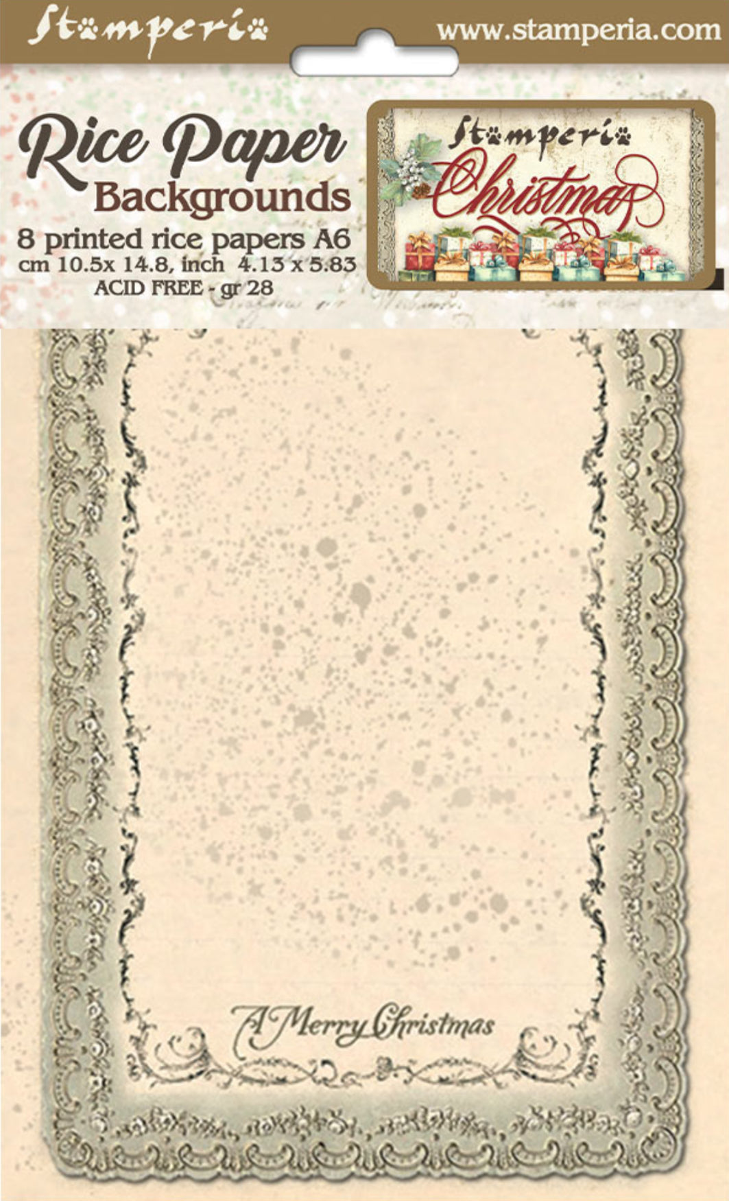 Stamperia Classic Christmas Backgrounds A6 Rice Papers (8/Pk) stamperia-classic-christmas-backgrounds-a6-rice-papers-8-pk