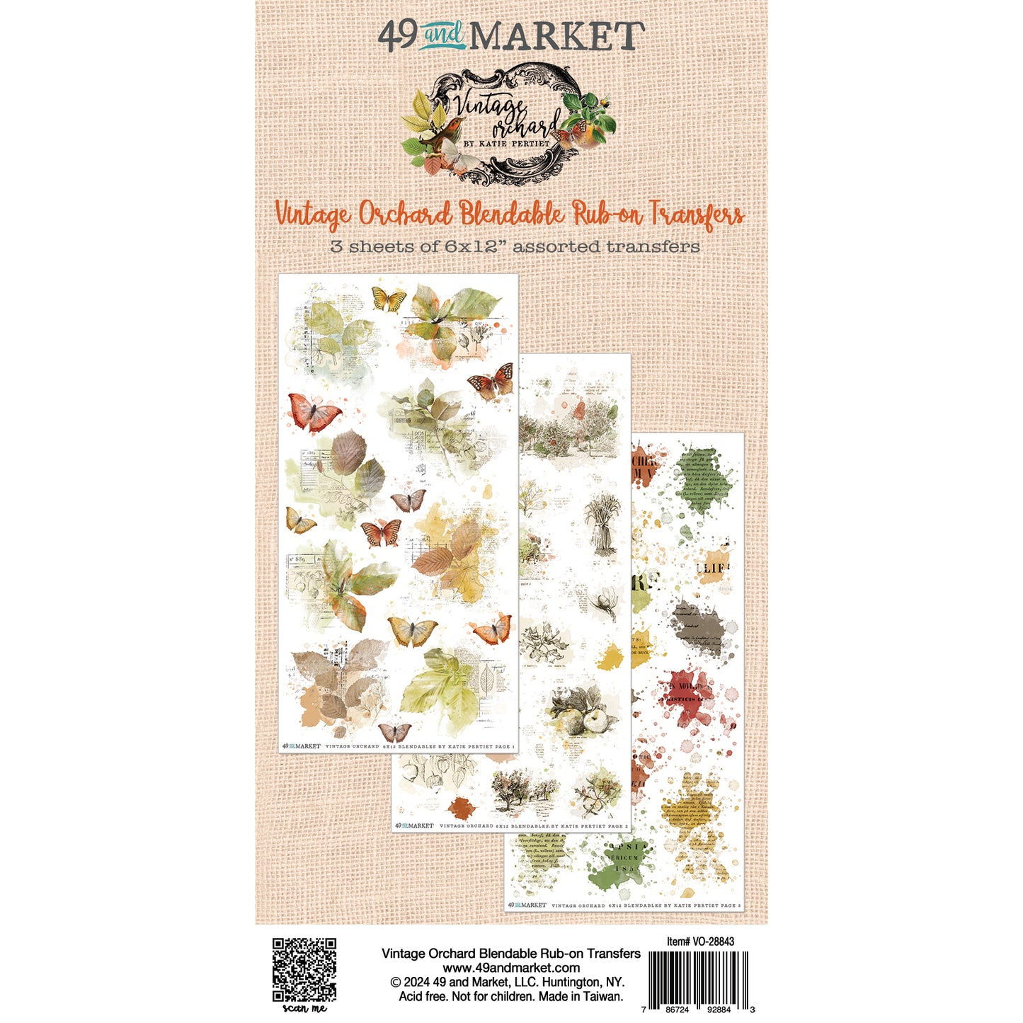 49 & Market Vintage Orchard Blendable 6 x 12 Rub-On Transfer Set