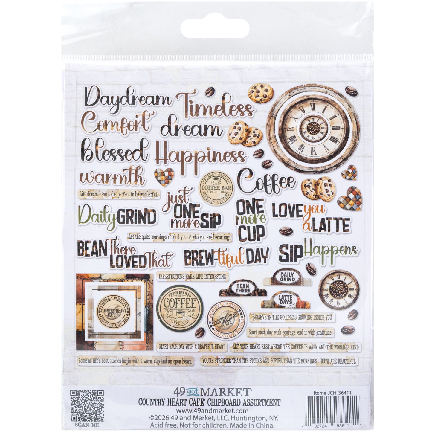 49 & Market Country Heart Cafe Chipboard Assortment