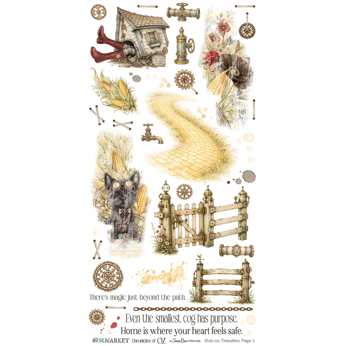 49 & Market Chronicles of Oz Essential 6 x 12 Rub-On Transfer Set
