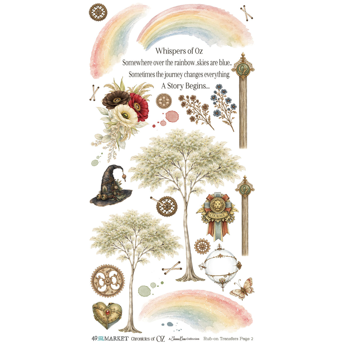 49 & Market Chronicles of Oz 6 x 12 Blendable Rub-on Transfer Set