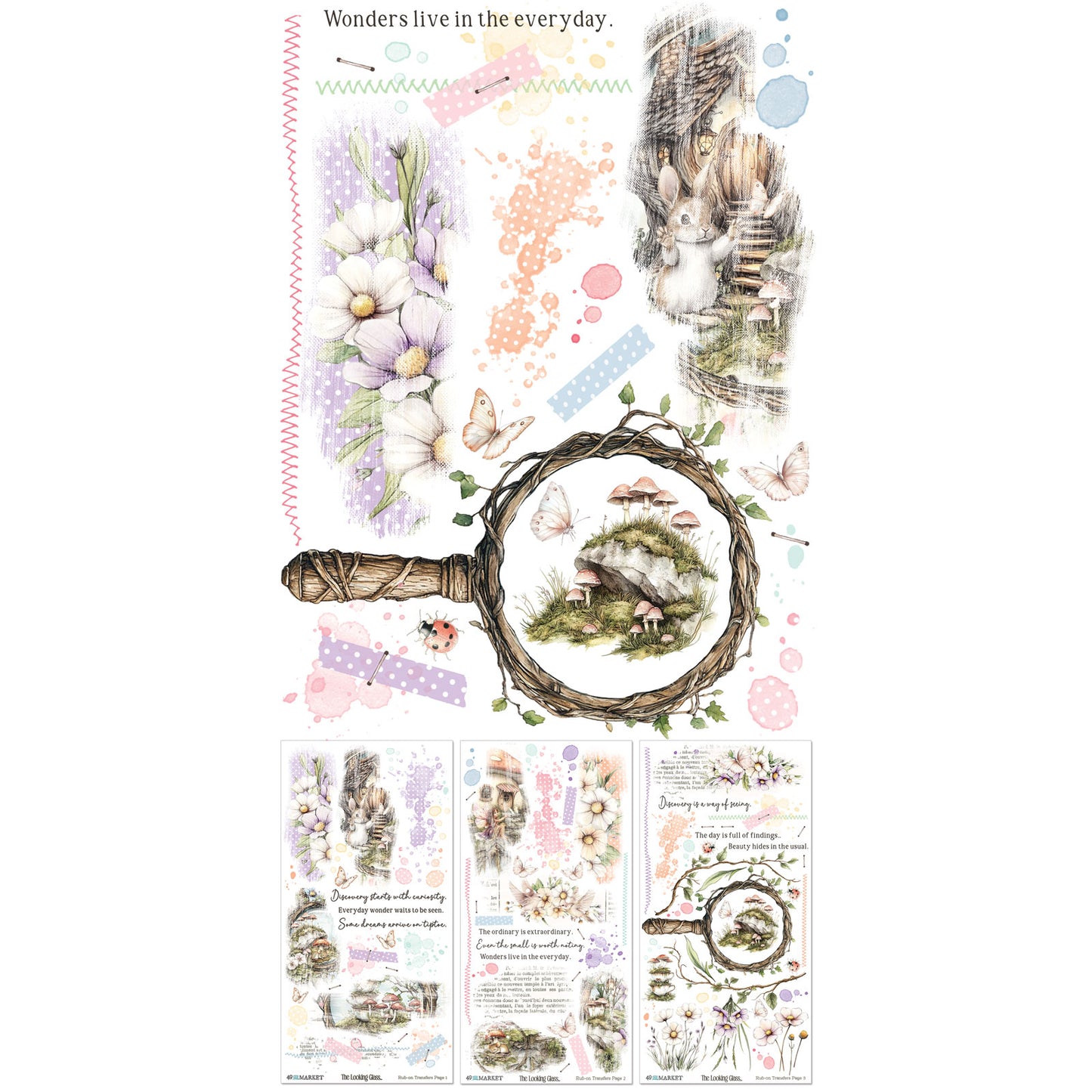 49 & Market The Looking Glass Blendable 6 x 12 Rub-On Transfer Set