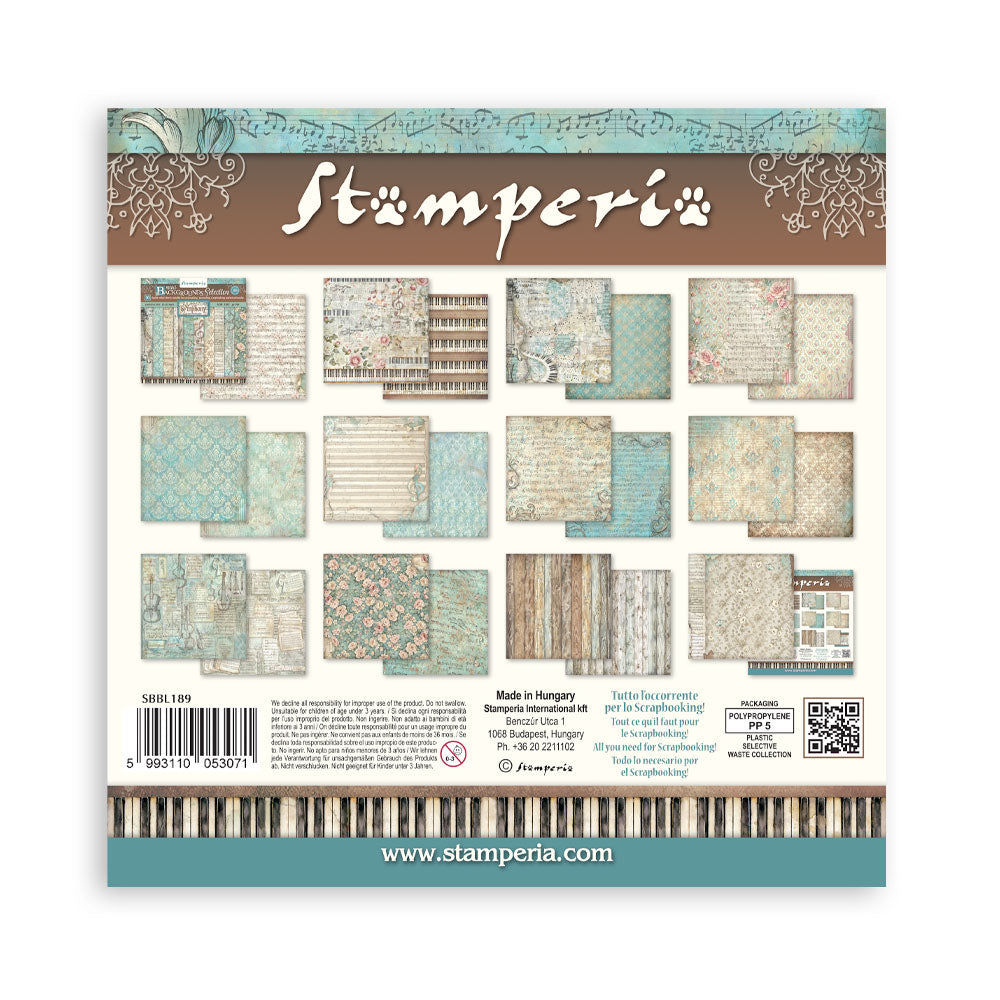 Stamperia Symphony Backgrounds 12” x 12” Paper Pad