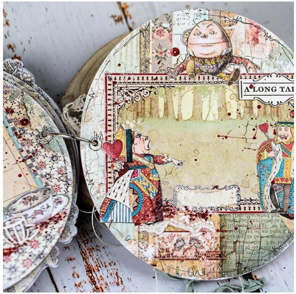 Stamperia Alice door het kijkglas 8x8 achtergronden selectie papierblok