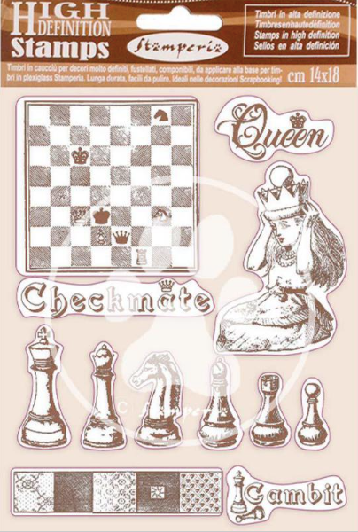 Stamperia HD Natural Rubber Stamp - Alice Checkmate
