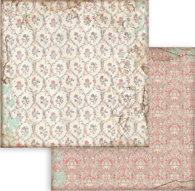 Stamperia Alice door het kijkglas 8x8 achtergronden selectie papierblok