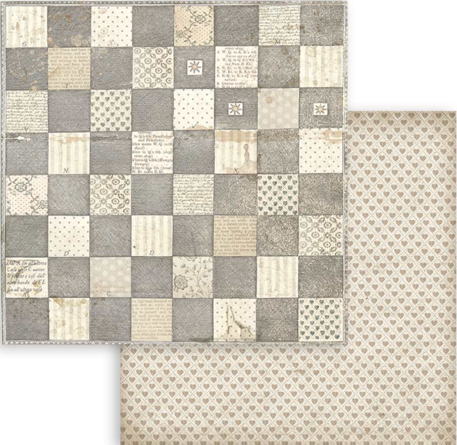 Stamperia Alice door het kijkglas 8x8 achtergronden selectie papierblok