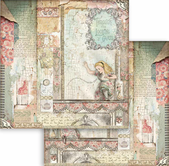 Stamperia Alice Through The Looking Glass 8" x 8" papiercollectie