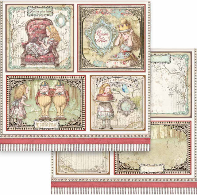 Stamperia Alice Through The Looking Glass 8" x 8" papiercollectie