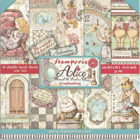Stamperia Alice Through The Looking Glass 8" x 8" papiercollectie